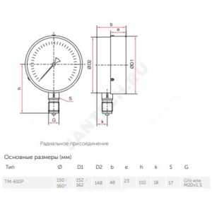 Манометр ТМ-610Р.00 радиальный Дк150мм 0-1,0 МПа G1/2" Росма 00000007067