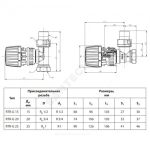 Клапан термостатический RTR-G для однотр Ду 25 Ру16 прямой ВР клипс RTR (RA) Danfoss 013G7028