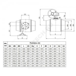 Кран шаровой сталь JIP Premium WW Ду 150 Ру25 п/привар с редуктором Danfoss 065N0151G