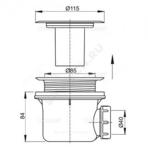 Сифон для поддона 1 1/2"x90 h=84мм с нержавеющей решёткой D=115мм Alca Plast A48