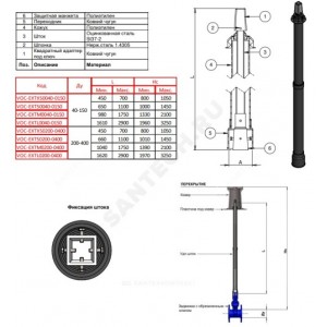 Шток телескопическ д/задвижки VOCEXT Ду 200-400 H=1м Tecofi VOC-EXTS020-0400