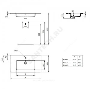 Умывальник мебельный TEMPO Vanity 61 белый Ideal Standard E066801 .