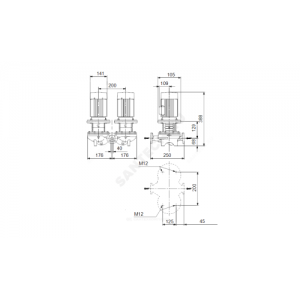 Насос ин-лайн с сухим ротором TPD 40-120/2 A-F-A-BQQE PN6/10 сдвоенный 3х220-240/380-415В/50 Гц Grundfos 98083077