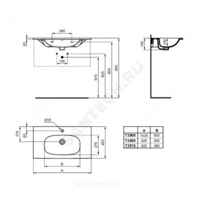 Умывальник подвесной TESI Vanity 80 Ideal Standard T350901