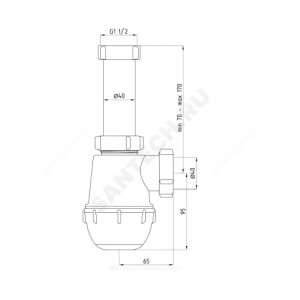 Сифон для умывальника/мойки бутылочный Ани Грот 1 1/2"x40 без выпуска АНИ Пласт A0120