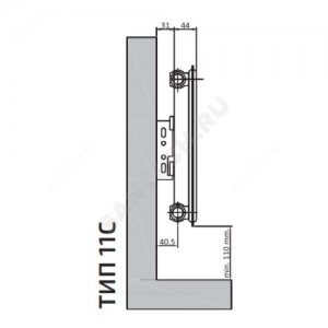 Радиатор стальной панельный Compact C тип 11 300х400 Qну=295 Вт бок/п RAL 9016 (белый) Heaton Plus