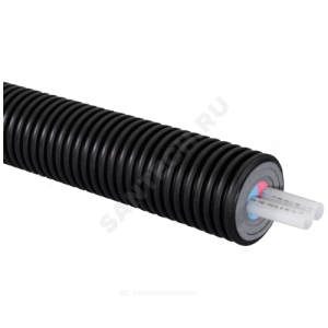 Труба теплоизолированная PE-Xa/EVOH черная Дн 32х2,9/175х2 Ру6 Тмакс=95C бухта 200м Ecoflex Thermo Twin Uponor 1018135