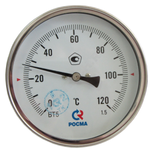 Термометр биметаллический осевой Дк100 L=100мм G1/2" 250С БТ-51.211 Росма 00000002565