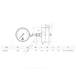 Манометр ТМ-510Т.00 осевой Дк100мм 0-0,6 МПа G1/2" Росма 00000000906