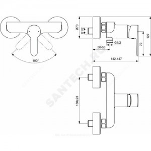 Смеситель для душа SESIA одноручный Ideal Standard BC207AA .