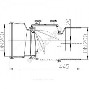 Клапан обратный канализационный коричневый Дн 200 б/нап с заслонкой из нерж стали, монтажным лючком HL 720
