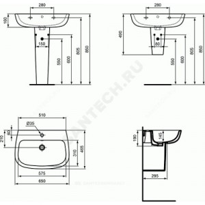 Пьедестал для умывальника ESEDRA Ideal Standard T283901 .