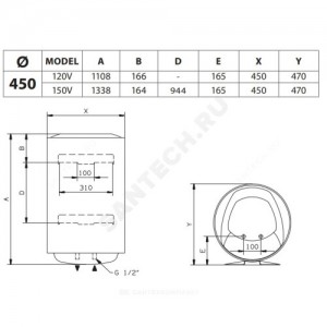 Водонагреватель электрический накопительный 150 л 1,8 кВт PRO1 R ABS 150 V Ariston 3700523