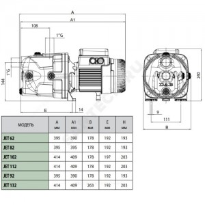 Насос самовсасывающий JET 102 M DAB 60171717H