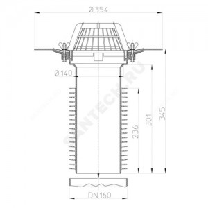 Воронка кровельная HL69 с вертикальным выпуском PP Дн 160 с листвоуловителем, обжимным фланцем HL HL69/5