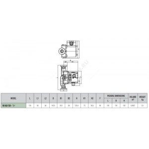 Насос циркуляционный с мокрым ротором VA 65/130 1/2" PN10 1х230В/50Гц DAB 60182168H (60112966)