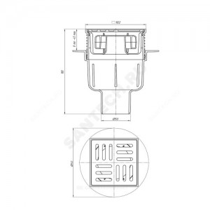 Трап регулируемый с "сухим" затвором Дн 50 с нержавеющей решёткой 100х100мм вертикальный выпуск АНИ Пласт TQ5702