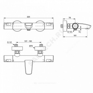 Смеситель для ванны с душем CERATHERM T50 термостат Ideal Standard A7223AA