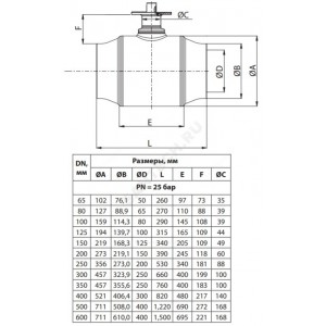 Кран шаровой сталь JIP Premium WW Ду 100 Ру25 п/привар ISO-фл Danfoss 065N0142