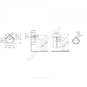 Умывальник угловой подвесной Connect Spare Arc 45 Ideal Standard E793101 .