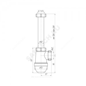 Сифон для умывальника бутылочный 1 1/4"x40 без выпуска АНИ Пласт C1020