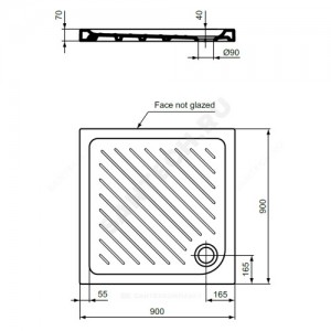 Поддон душевой керамический квадрат Fresh 900х900х70 рифленый белый Vidima W833361