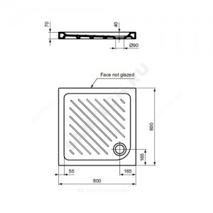 Поддон душевой керамический квадрат Fresh 800х800х70 рифленый белый Vidima W833261