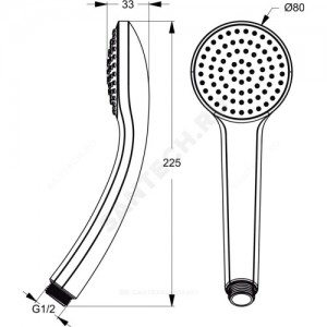 Лейка серия IDEALRAIN SOFT S1 1 режим струи Ideal Standard B9400AA