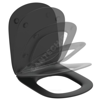 Сиденье для унитаза TESI черное дюропласт Soft close Ideal Standard T3527V3