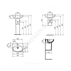 Умывальник подвесной TESI 45 Ideal Standard T352401