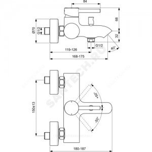 Смеситель для ванны с душем CERALINE одноручный Ideal Standard BC199AA