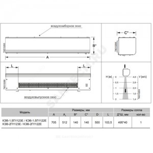 Завеса воздушно-тепловая электрическая Оптима Микро 100 L=700мм 1.5 кВт Тепломаш КЭВ КЭВ-1,5П1122Е