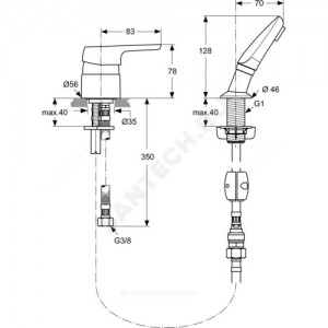 Смеситель для ванны с душем CERASPRINT 2012 одноручный Ideal Standard A5727AA