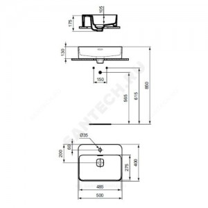 Умывальник мебельный STRADA II Vessel 50 Ideal Standard T296601.