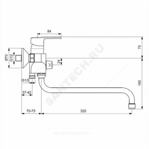 Смеситель для ванны с душем серия UNO одноручный Vidima BA240AA