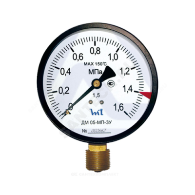 Манометр ДМ05-МП-3У радиальный Дк100мм 0-1,6 МПа М20х1,5 Стеклоприбор 101050