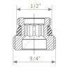 Переходник для узла нижнего подключения R483 1/2"x3/4" под плоское уплотнение Giacomini R483Y002