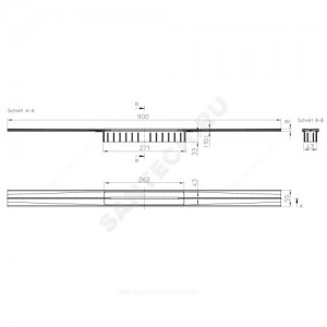 Решетка для душевого лотка InFloor нержавеющая сталь 900х55 HL HL053S/90