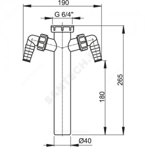 Патрубок для сифона 1 1/2"x40 с 2-мя отводами (штуцерами) Alca Plast A44M-DN40