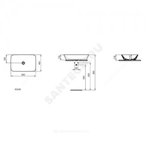 Умывальник мебельный CONNECT AIR 60 без отверстия п/смес Ideal Standard E034801