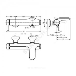 Смеситель для ванны с душем серия MELANGE одноручный Ideal Standard A4271AA