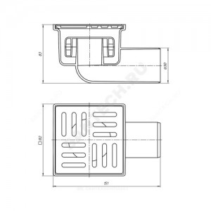 Трап нерегулируемый с "сухим" затвором Дн 50 с нержавеющей решёткой 100х100мм горизонтальный выпуск АНИ Пласт TQ5102