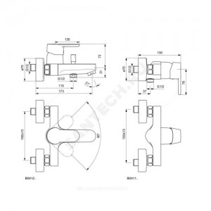 Смеситель для ванны с душем Vito одноручный Ideal Standard B0412AA .