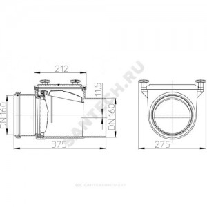 Клапан обратный канализационный коричневый Дн 125 б/нап с заслонкой из нерж стали, монтажным лючком HL 712