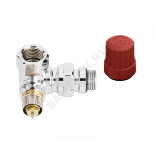 Клапан термостатический RA-NCX для двухтр Ду 15 Ру10 угловой трёхосевой ВР клипс RTR (RA) прав хром глянцевый Danfoss 013G4239