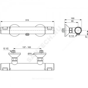 Смеситель для душа CERATHERM 25 термостат Ideal Standard A7201AA