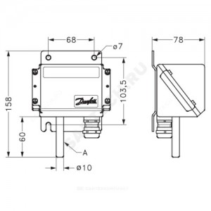 Датчик температуры MBT 5410 Pt1000 -50 до +50 С 4-20мA L=60мм Danfoss 084Z5063