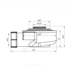 Сифон для поддона 1 1/2"x50 h=53мм слив клапан "клик-клак" D=42,6мм АНИ Пласт E450CL