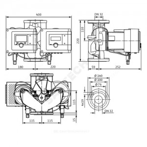 Насос циркуляционный с мокрым ротором Stratos MAXO-D 32/0,5-8 PN6/10 сдвоенный 1х230В/50 Гц Wilo 2164647