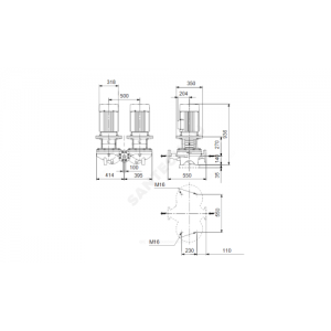 Насос ин-лайн с сухим ротором TPD 100-360/2-A-F-A-BAQE PN16 сдвоенный 3х380-415/660-690В/50 Гц Grundfos 96109234